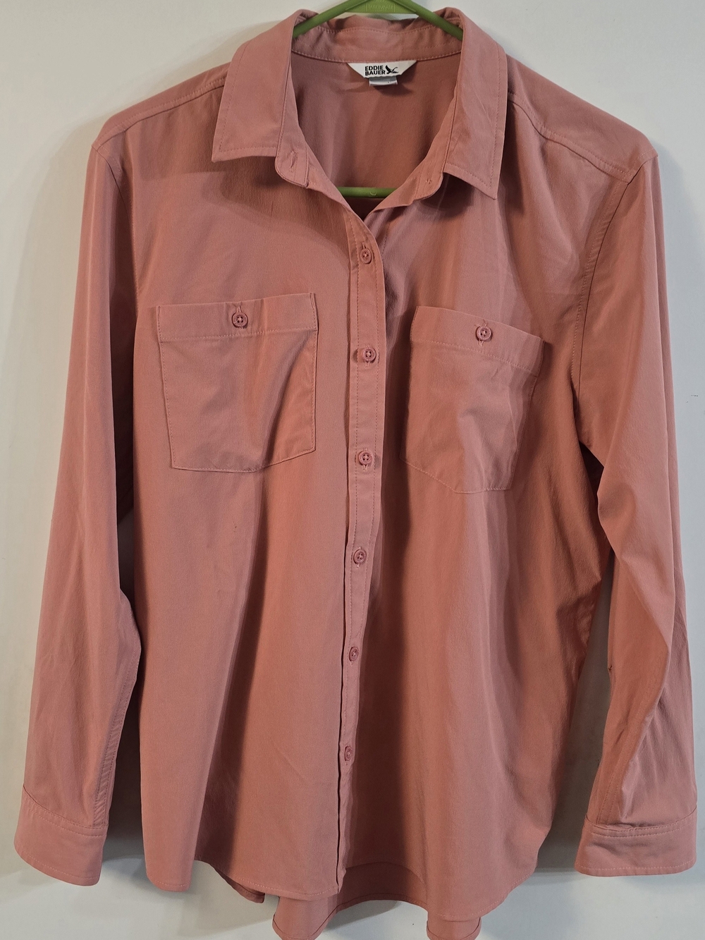 Eddie Bauer Women's Long-Sleeve Button-Up Shirt - Dusty Rose Sz M